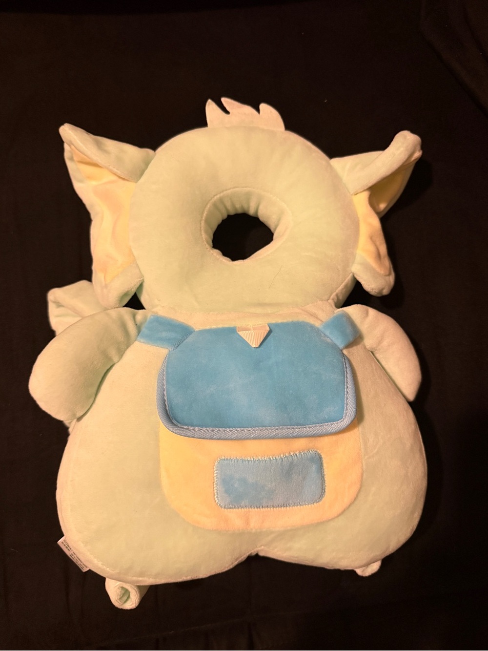 Plush Baby Head Support Pillow in Pastel Green & Blue